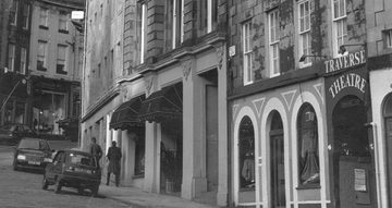 Black and white photograph showing the original building the Traverse Theatre occupied.